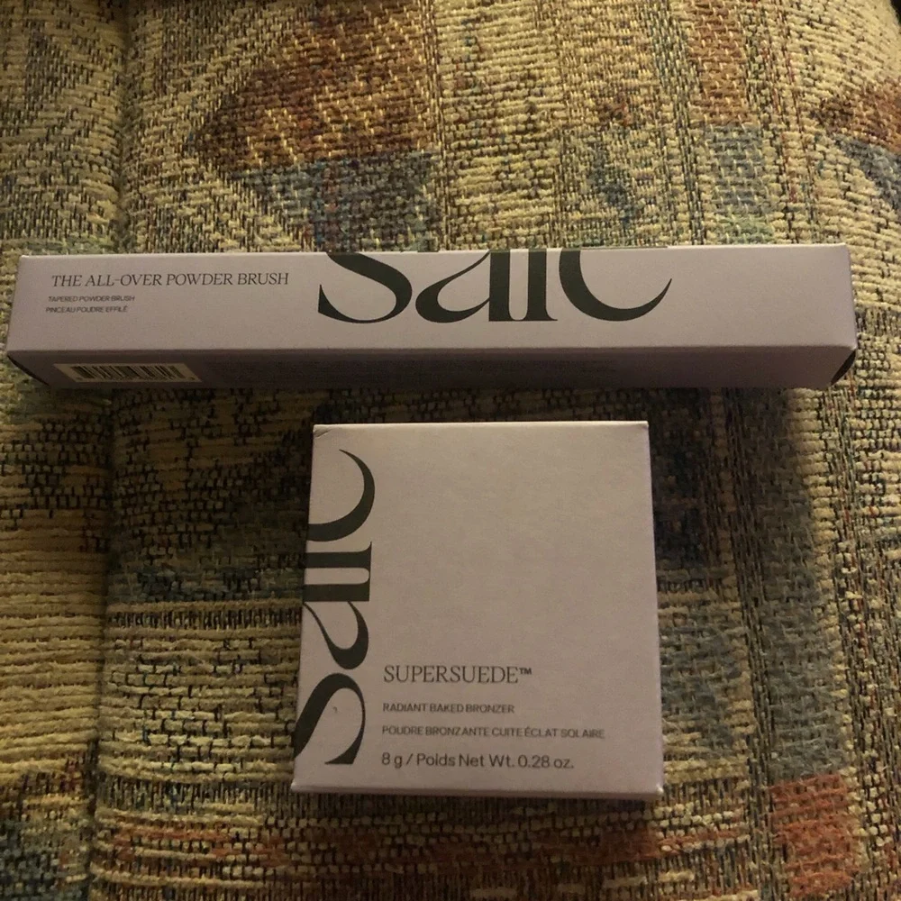 New Saie Supersuede Bronzer & All-Over Powder Brush — Bundle